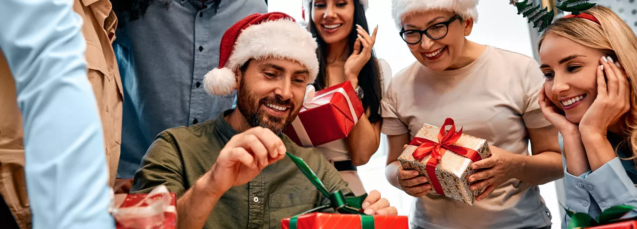 Employees at a Christmas Party 