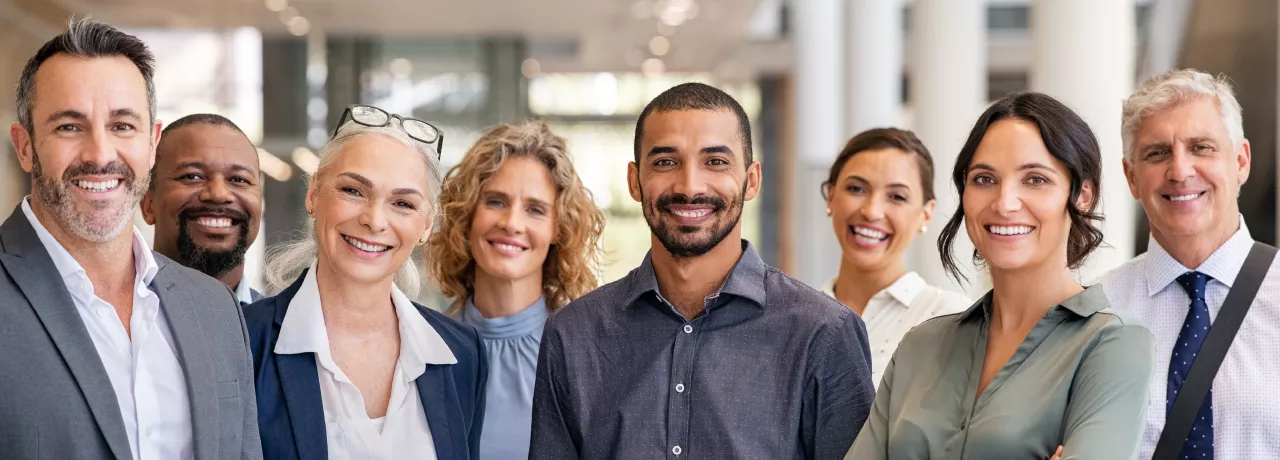 Group of workers smiling 