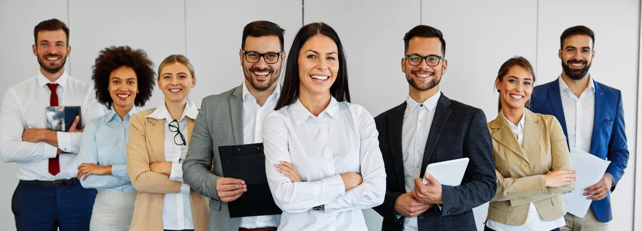 Customer service team smiling 