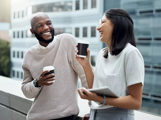 two people talking