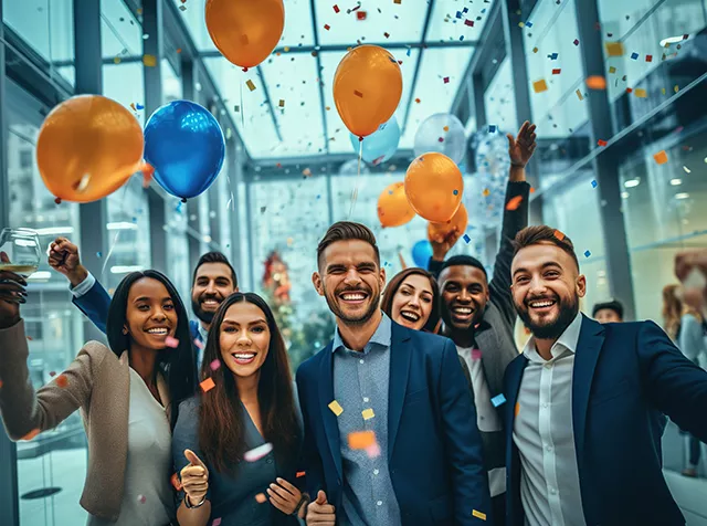 employees at party