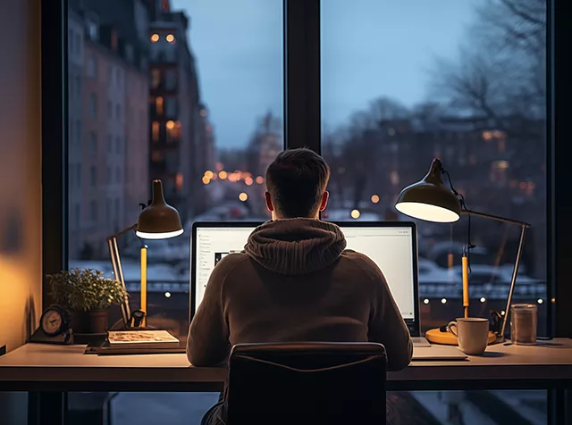 man working from home