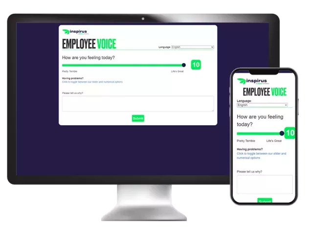 Real-time employee pulse survey on the Inspirus Connects Platforms called Employee Voice