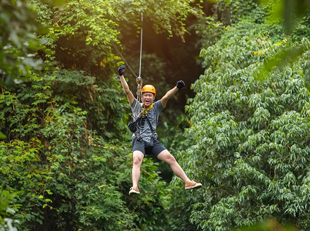 man on zipline