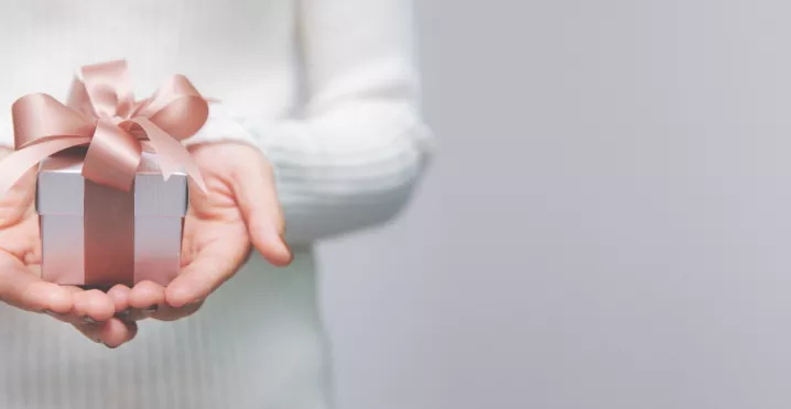 An image showing a person holding a small gift