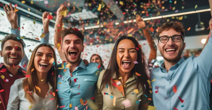 An image showing employees celebrating 