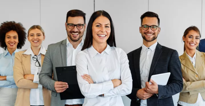 Customer service team smiling