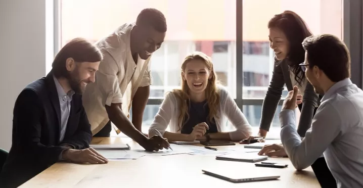 employees engaged and working together