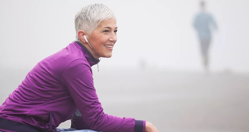 woman relaxing after run
