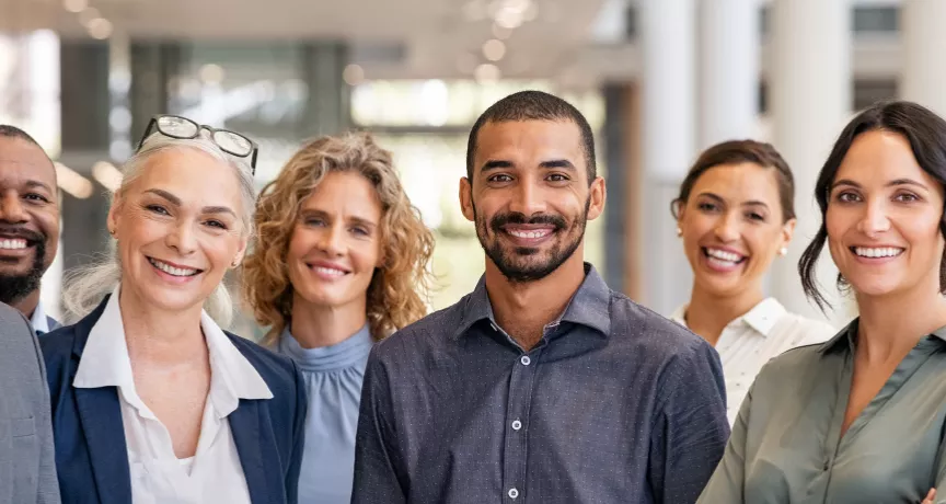 Group of workers smiling