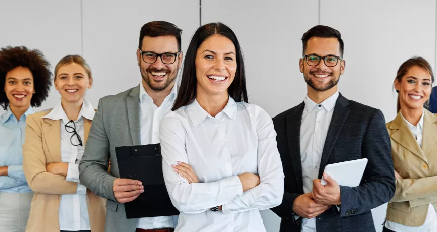 Customer service team smiling