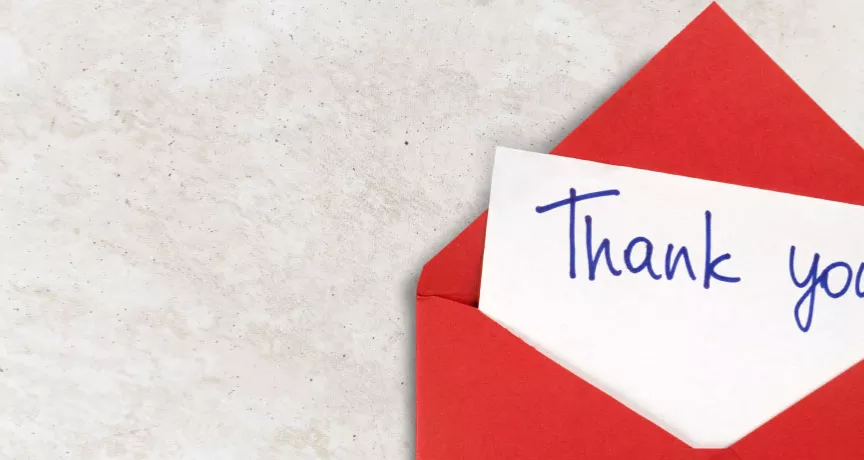 Holiday card for employees that says "Thank You"
