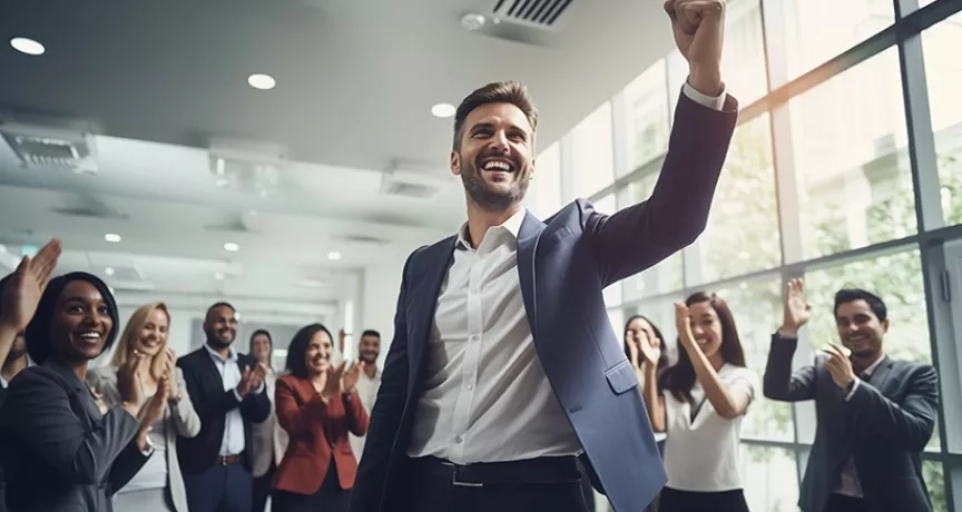 Employee receiving recognition