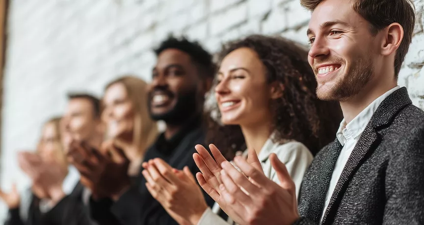 Employees recognizing each other 