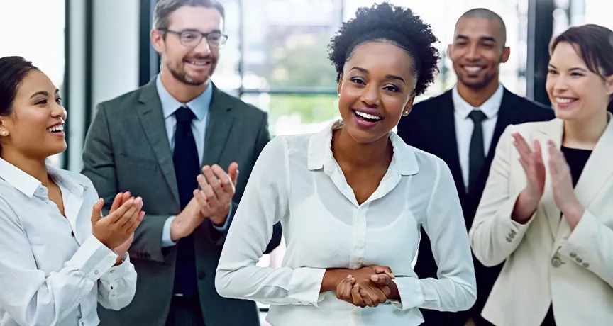 employee being recognized by peers