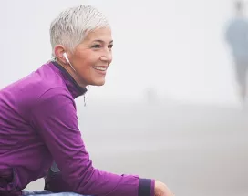 woman relaxing after run