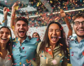An image showing employees celebrating