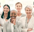 A group of employee smiling