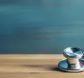 Image shows a toy heart and stethoscope sitting on a table 