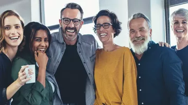 group smiling employees