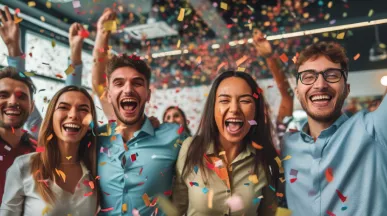 An image showing employees celebrating 