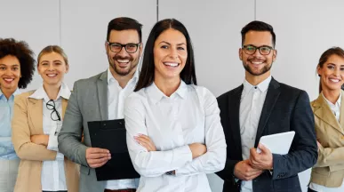 Customer service team smiling