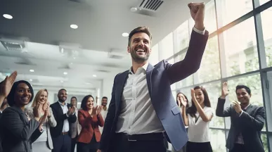 Employee receiving recognition