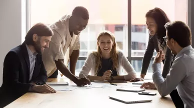 employees engaged and working together