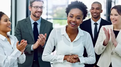 employee being recognized by peers