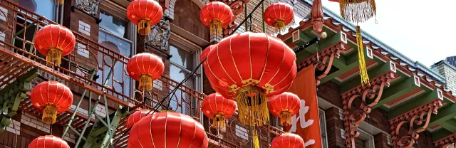 Lanterns hung up in San Francisco's Chinatown