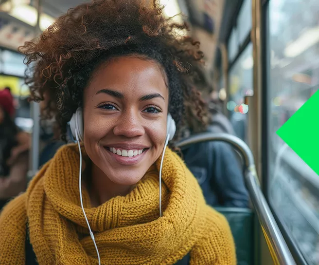 woman using public transport