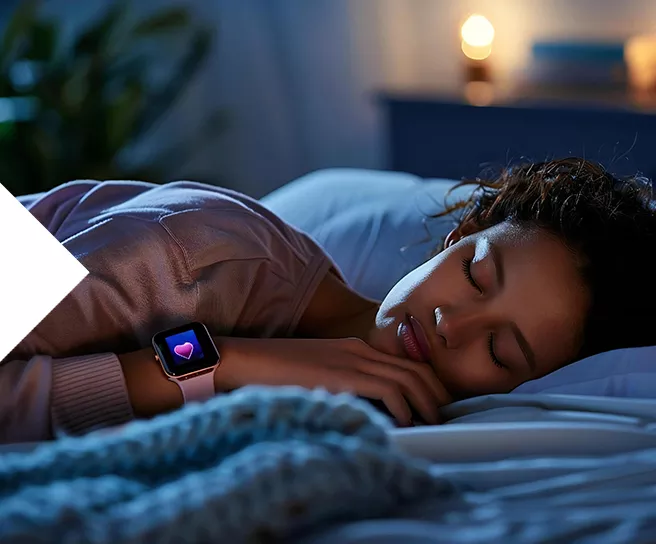 woman sleeping with fitness tracker