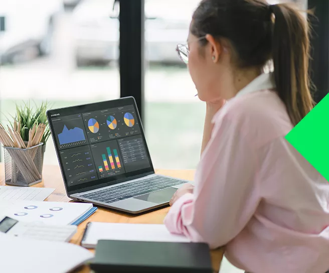 woman looking at data