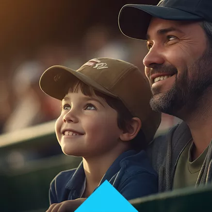 father and son at baseball game