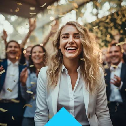 woman smiling at party