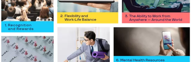 Graphic shows a sneak peek of the 25 innovative employee perks